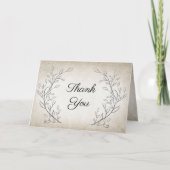 Carte De Remerciements Élégant Mariage Script Feuilles Douces (Devant)