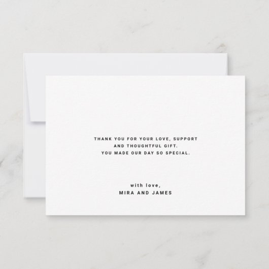 Carte De Remerciements Elégant Mariage Script Photo Heart Simple Moderne (Dos)