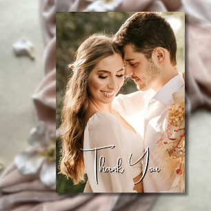Carte De Remerciements Élégant Mariage simple photo Terracotta Retour