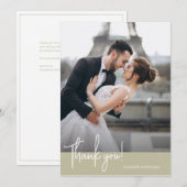 Carte De Remerciements Élégant Mariage Vert Sage Chic (Devant / Derrière)