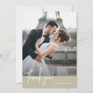 Carte De Remerciements Élégant Mariage Vert Sage Chic