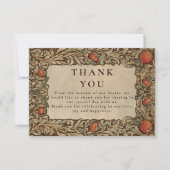 Carte De Remerciements Élégant Mariage Vintage de grenade (Devant)