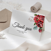 Carte De Remerciements Élégant Marsala Rouge Rose Rustique Mariage