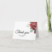 Carte De Remerciements Élégant Marsala Rouge Rose Rustique Mariage (Devant)