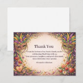 Carte De Remerciements Elegant Masquerade Hearts Mardi Gras (Devant / Derrière)