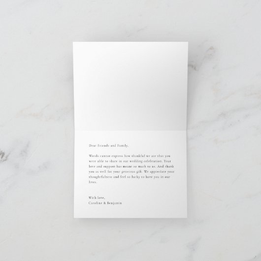 Carte De Remerciements Elegant Mauve Calligraphy Message Mariage (Intérieur)