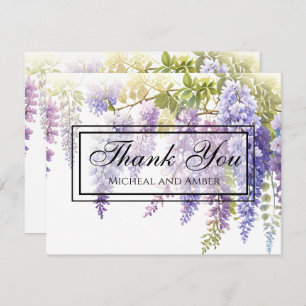 Carte De Remerciements Elégant mauve magenta aquarelle glyteria floral