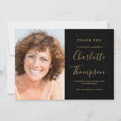 Carte De Remerciements Élégant Mémorial de l'or - Photo funéraire (Devant)