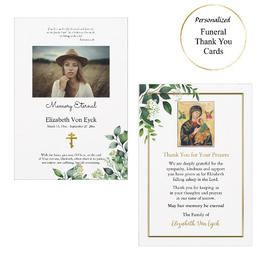 Carte De Remerciements Élégant Mémorial des Feuilles orthodoxes