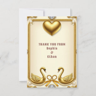 Carte De Remerciements 💍 Élégant Message de Remerciement de Mariage Cygn