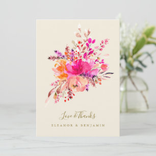 Carte De Remerciements Élégant Message Personnalisé Photo de Mariage Flor
