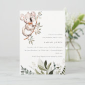 Carte De Remerciements Elégant Mignon Koala Foliage N'importe quel âge An (Debout devant)