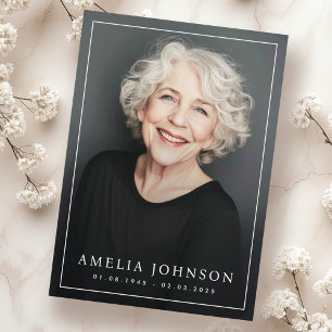 Carte De Remerciements Élégant mince frontière photo funéraire sympathie