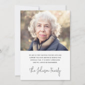 Carte De Remerciements Élégant mince frontière photo funéraire sympathie (Dos)