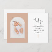 Carte De Remerciements Élégant minimal Bleu Arc rose  (Devant / Derrière)