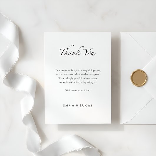Carte De Remerciements Elegant Minimal | Luxury  Black & White