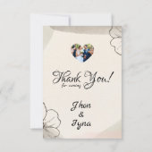 Carte De Remerciements Elegant Minimalist Flower With Photo (Dos)