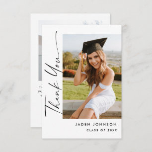 Carte De Remerciements Élégant minimaliste Graduation 2 Photo