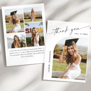 Carte De Remerciements Élégant minimaliste Graduation simple 5 Photo