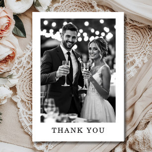 Carte De Remerciements Élégant minimaliste Mariage photo noir et blanc