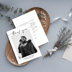 Carte De Remerciements Élégant minimaliste moderne Mariage photo de scrip