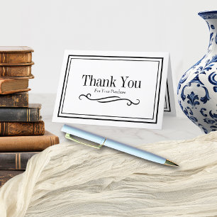 Carte De Remerciements Élégant minimaliste noir/blanc affaires