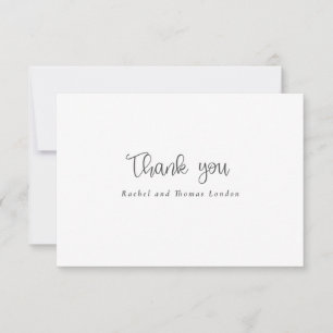 Carte De Remerciements Élégant minimaliste Script noir Mariage blanc