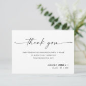 Carte De Remerciements Élégant Minimaliste Simple Graduation (Debout devant)