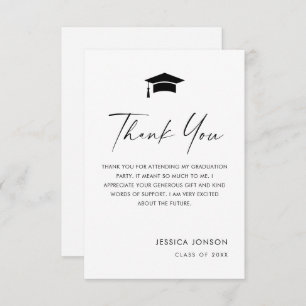 Carte De Remerciements Élégant Minimaliste Simple Graduation