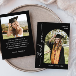 Carte De Remerciements Élégant minimaliste simple Graduation 2 Photo