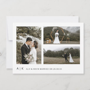 Carte De Remerciements Élégant minimaliste stylé Mariage script photo