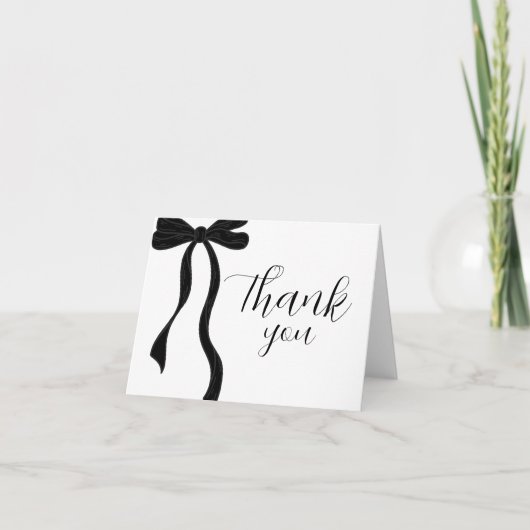 Carte De Remerciements Elegant Modern Black Bow Birthday (Devant)