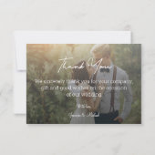 Carte De Remerciements élégant moderne blanc script mariage 2 photos (Dos)