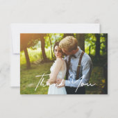 Carte De Remerciements élégant moderne blanc script mariage 2 photos (Devant)