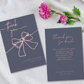 Carte De Remerciements Élégant moderne Blush Bow Chic Slate Blue