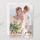 Carte De Remerciements Elégant Moderne Calligraphie Mariage Photo (Devant)