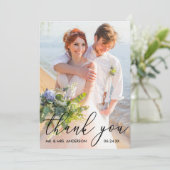 Carte De Remerciements Elégant Moderne Calligraphie Mariage Photo (Debout devant)