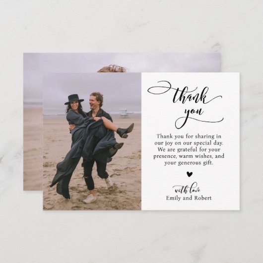 Carte De Remerciements Élégant Moderne Calligraphie Script Mariage photo (Devant / Derrière)