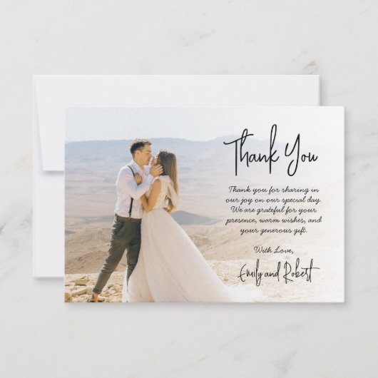 Carte De Remerciements Élégant Moderne Calligraphie Script Mariage photo (Devant)