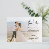 Carte De Remerciements Élégant Moderne Calligraphie Script Mariage photo (Debout devant)