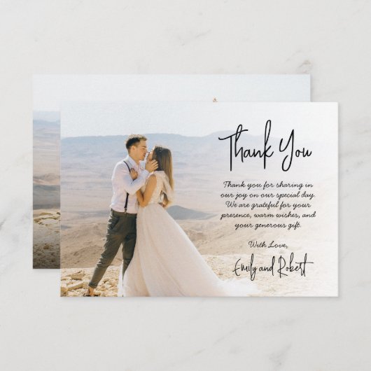 Carte De Remerciements Élégant Moderne Calligraphie Script Mariage photo (Devant / Derrière)