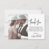 Carte De Remerciements Élégant Moderne Calligraphie Script Mariage photo (Devant)