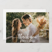 Carte De Remerciements Élégant moderne Mariage de script photo complet (Devant / Derrière)