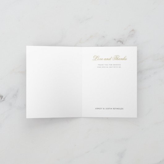 Carte De Remerciements Élégant moderne Mariage photo Script or (Intérieur)