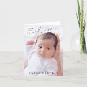 Carte De Remerciements Élégant Moderne Minimaliste Deux Bébé Photo Pliée