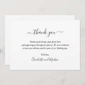 Carte De Remerciements Elégant moderne noir et blanc (Devant / Derrière)