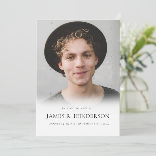 Carte De Remerciements Élégant moderne photo Sympathie funéraire commémor (Debout devant)