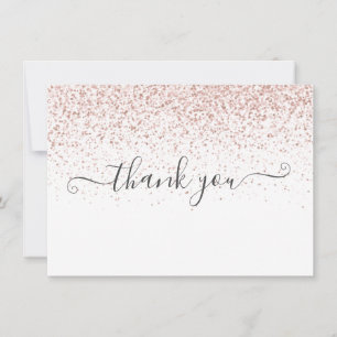 Carte De Remerciements Élégant Moderne Rose Gold Script Pailleté