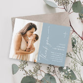 Carte De Remerciements Élégant moderne Script photo Baptême