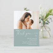Carte De Remerciements Élégant moderne Script photo Baptême (Debout devant)